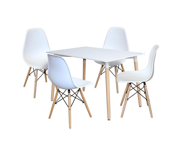 Jedálenský stôl 120x80 UNO biely + 4 stoličky UNO biele